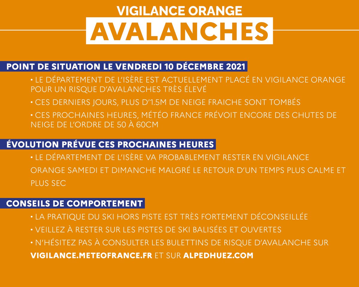 alpedhuezhelp's tweet photo. ⚠️ Un seul mot d’ordre ce week-end : pas de hors piste !

Le manteau neigeux restera instable malgré le retour d’un temps plus sec et ensoleillé. https://t.co/o4swPNOl5C