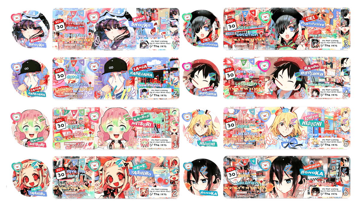help retweet please? thank you! 

hai met malem sweeties! aku ada ready stock layout anime dibawah ini dengan harga 6,5k / each yaa, bisa langsung dm aku mau chara yang mana + payment dana / qris yah, see u! 💗<3 

#zonauang #zonajajan #zonaba