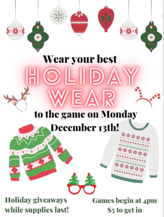 WaveWildcat's tweet photo. Hey students, let's cheer on the basketball teams and cheerleaders on Monday. Make sure to wear your best or tackiest holiday gear!! There will be giveaways! @wlmsathletics @wlmsprincipal https://t.co/s7ccybJqQE