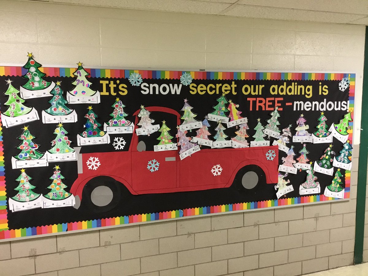 CFrascadore3's tweet photo. …Kindergartners have been practicing their addition skills through various activities. Check out our holiday trees and our addition equations that match. Talk about impressive! #willardpride @Willard_School https://t.co/30IcgrEGwa