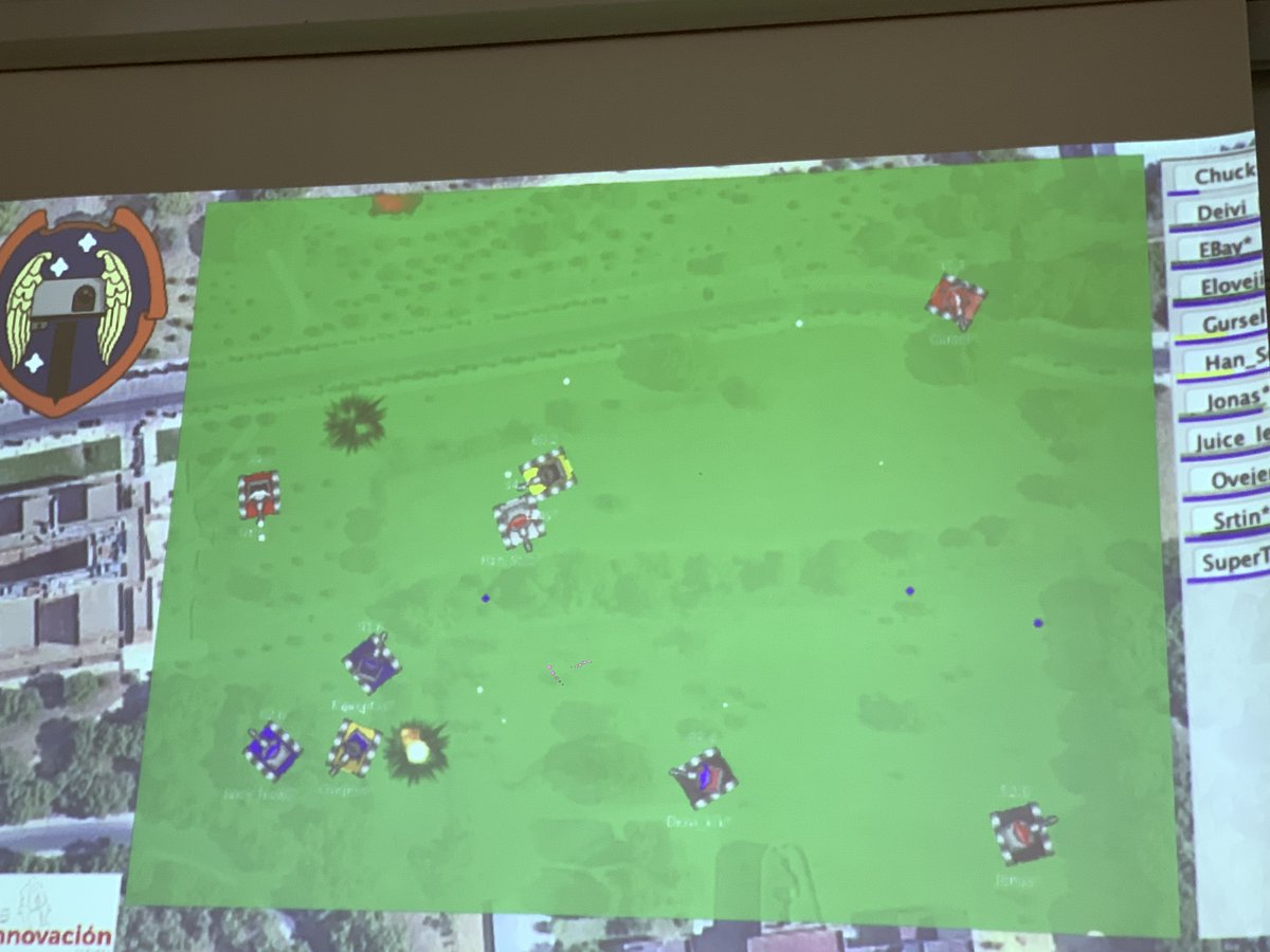 oteaucm's tweet image. "¡A rodar!"
Hoy los estudiantes de @SMAMadrid, que no pudieron visitarnos durante la #SemanaCienciaInnovacion por motivos de aforo, han desarrollado y desplegado sus carros de combate con #Robocode en @informaticaucm.
¡Las estrategias que han implementado han sido espectaculares!