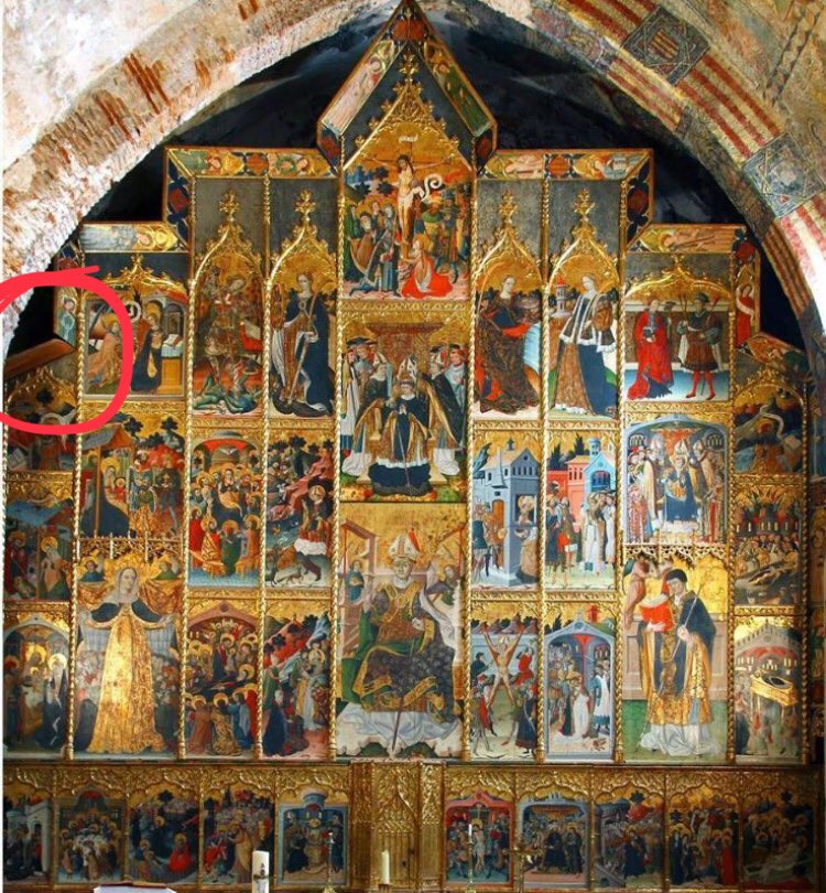 velasc_alberto's tweet photo. Ha aparegut l’única taula que li faltava al retaule major de l’església d’Anento (Saragossa), obra de Blasco de Grañén (segle XV). És un fragment del guardapols i es trobava en una col·lecció suïssa. Ho explico al darrer número d’@ArsMagazine.
https://t.co/4GgUjXjMoO https://t.co/rkCkbednhr