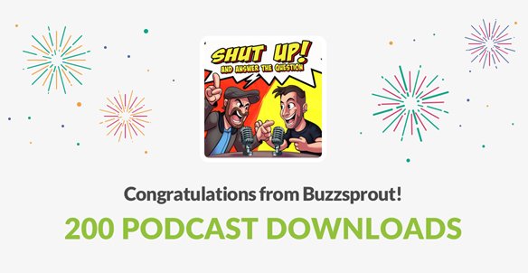 SUAATQ's tweet photo. Thanks so much @buzzsprout for letting us know! And to everyone who has got us to 200 downloads! That's so awesome!

#podcast #comedy #thankyou https://t.co/gct8M1jhh8