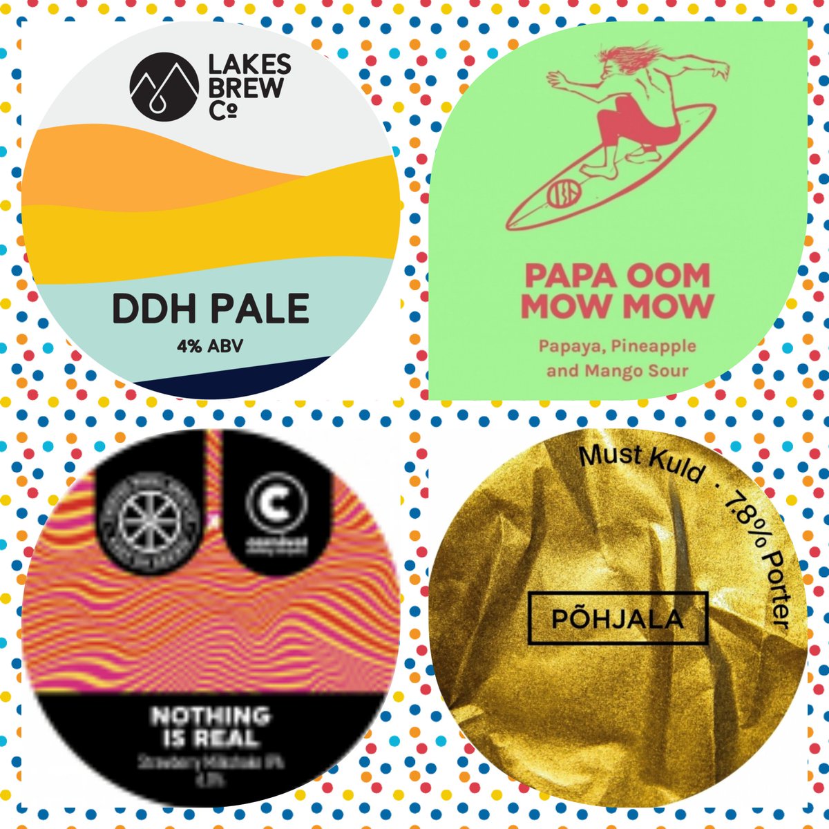 wigancentral's tweet photo. Pouring right now on our keg lines:
@lakesbrewco - DDH Pale 4% DDH Pale
@PomonaIsland - Papa Oom Mow Mow 6% Pineapple, Papaya and Mango Sour
@TwistedWheelBC x @carnivalbrewing - Nothing Is Real 6% Strawberry Milkshake IPA
@pohjalabeer - Must Kuld 7.8% Porter
#fridayfours https://t.co/m9lOTE4vHW