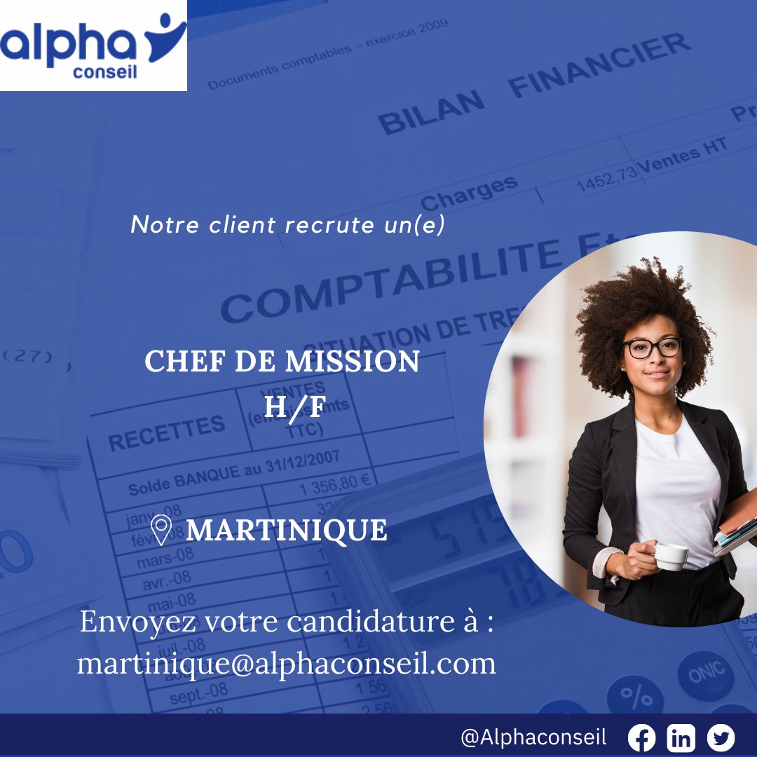 ALPHACONSEIL's tweet photo. Alpha Conseil, spécialiste du recrutement vous propose une nouvelle opportunité professionnelle en Martinique.

Pour plus d'informations concernant l'offre d'emploi, consultez notre site internet : https://t.co/ddvfBI9OOw

#ALPHACONSEIL #EMPLOI #RECRUTEMENT #COMPTABLE https://t.co/4Ne5mQiPtW