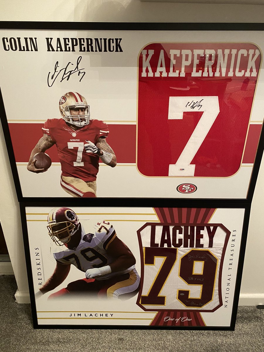 flipyourlidsuk's tweet photo. Couple of newly framed jerseys this week, the kaepernick one is our design, the Lachey design was customer supplied 

#jerseyframe #shirtframe #kaepernick #lachey #customframe #customwork https://t.co/RXWFfLa7T3