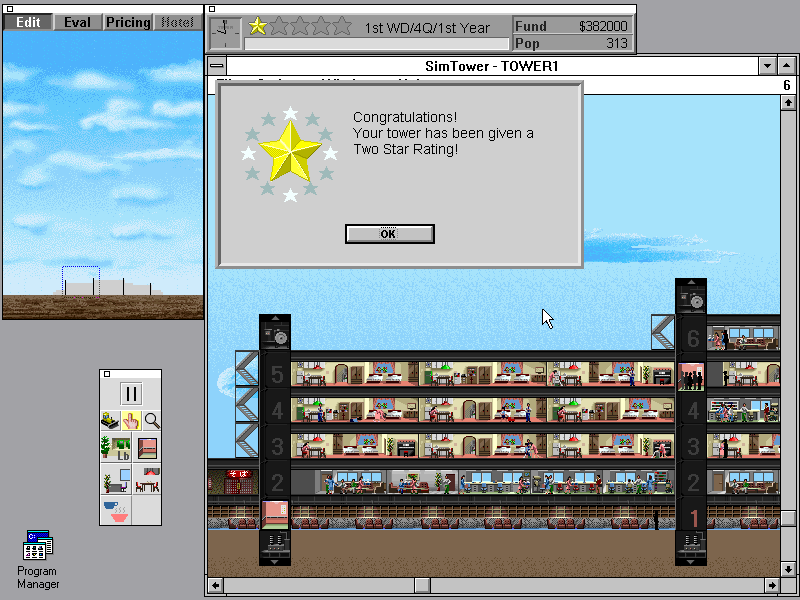 EnslinPorter's tweet image. Going back to this Sim classic, one that I enjoyed playing as a kid but didn't understand. 😆 Hoping to have more fun times with Sim Tower now and with better understanding too! It's pretty relaxing. 😃

#SimTower #Sim #Maxis #RetroGaming #RetroPCGaming #ClassicPCGaming #PCGaming