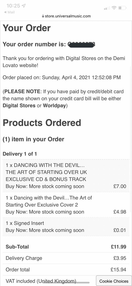 alysha_lovato's tweet photo. Hi @ddlovato kinda sad I’m not going to receive my order :/ https://t.co/cLvI4dWJkZ