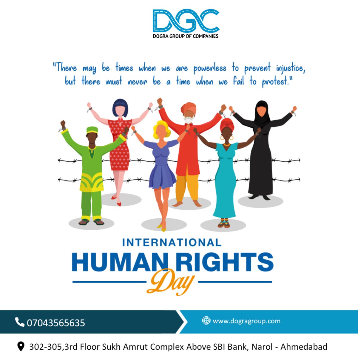 TheDGCIndia's tweet photo. The Rights of every man are diminished, when the Rights of one man are threatened. On this Human Rights Day, We send love and good wishes for celebrating the power of every individual.
.
.
.
#humanrightsday2021 #logistics #kamaldogra #dogragroup #kamaltranslink #ahmedabad https://t.co/RvrB25LuLh