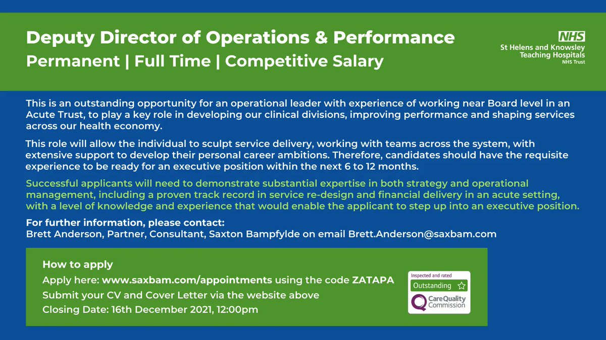 mwl_recruitment's tweet photo. 📢 We are recruiting for an outstanding role of a Deputy Director of Operations & Performance 📢
Apply here 👉 https://t.co/YeOkRix9fc
#WeAreTheNHS #NHSJobs #NHSRecruitment #ExecutiveJobs #BoardExecutive #NHSLeadership #NHSOperations #OperationalManagement #OperationalLeader https://t.co/d5k6PbXUMh