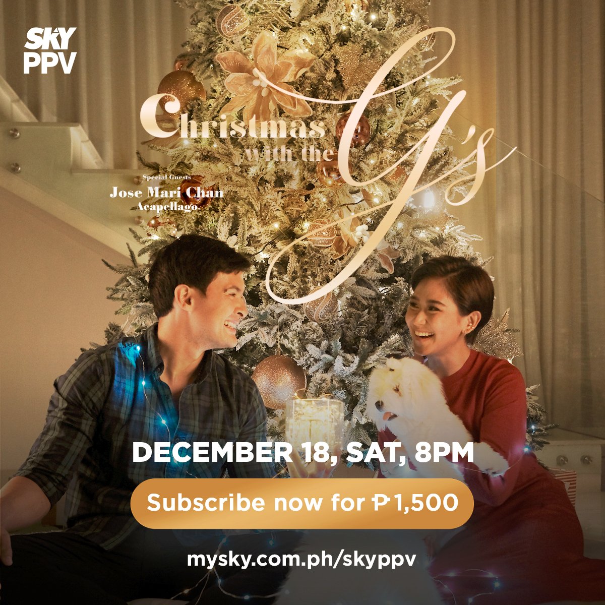 mySKYupdates's tweet photo. Spend the holidays with power couple @JustSarahG and @mateoguidicelli  in their first online concert, #ChristmasWithTheGs 🎄❤️

Watch it on December 18, Saturday, 8pm on SKY PPV for P1,500. Subscribe now at https://t.co/0BDotaGElD. #whatsonsky https://t.co/FopxJcvoNh