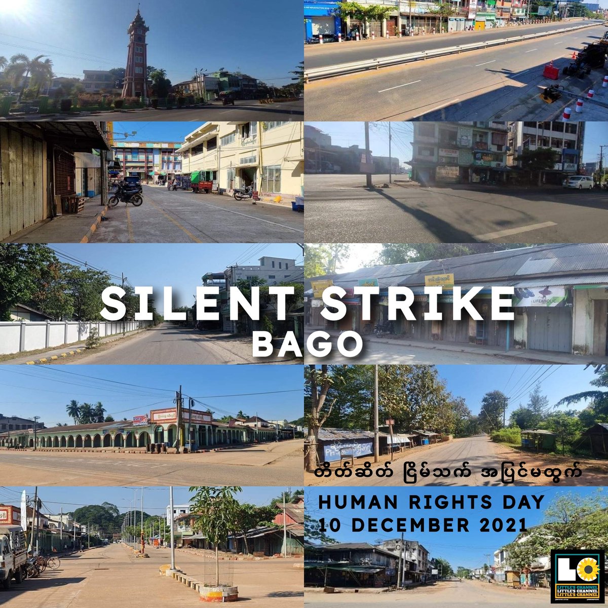 AliceRe51636519's tweet photo. SILENT STRIKE [BAGO, Phyu-Kyobinkouk-Minhla-Thaegone-Pyay]  We, #Myanmar people, staged #SilentStrike today to dedicate for the fallen heroes during revolution and show our loudest war cry against junta. #Dec10Coup #OurCityOurRules #WhatsHappeningInMyanmar https://t.co/mOiO73Pkz7