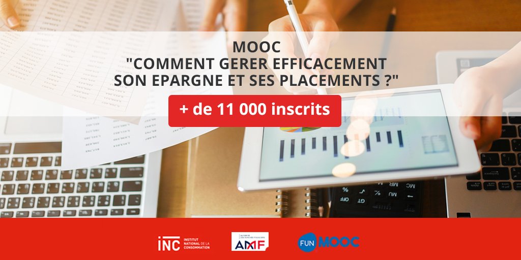 Conso_INC's tweet photo. 🎓 Plus de 11 000 inscrits ! 🙏 Un grand merci aux nombreux participants au cours en ligne « Comment gérer efficacement son #épargne et ses #placements » réalisé avec @AMF_actu 
À bientôt pour un prochain #MOOC sur des questions conso !
@FunMooc et @peechstudio https://t.co/oLBpUp3bKA