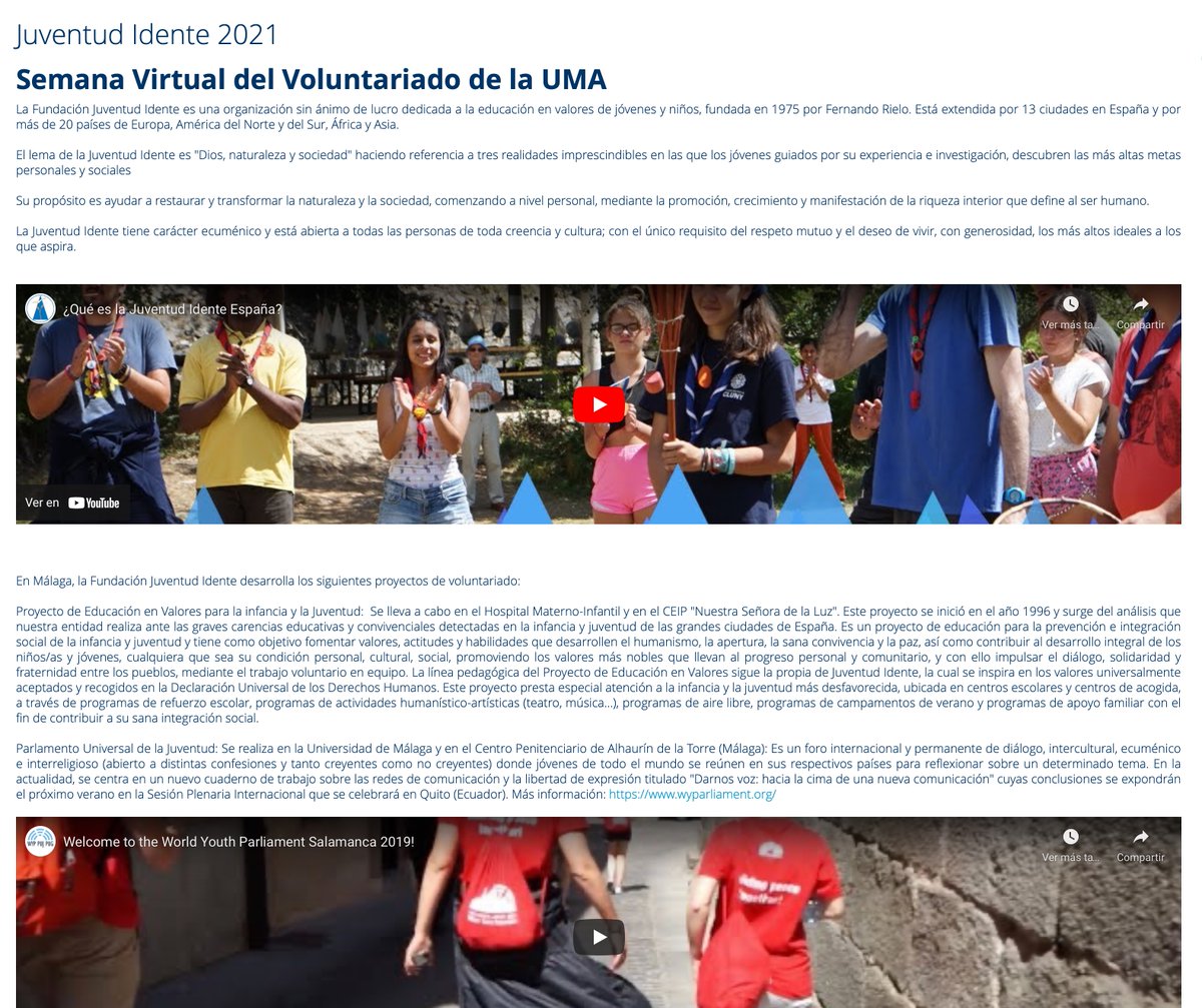 VoluntariadoUMA's tweet photo. #diadelvoluntariado continuamos con las Mesas Informativas Virtuales con la de @juventudidente , conoce sus programas de voluntariado y como colaborar con ellos en 
👉 https://t.co/Ddtnmil57Z

#UMAsolidaria #SomosVoluntarios
@VIDAS_UMA @SICAU_UMA @ceuma_ @vestudiantesUMA https://t.co/95ekOGfeLL