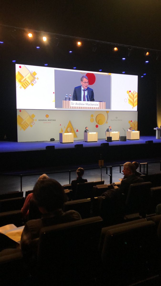 shellmustfall's tweet photo. Shell’s shareholders meeting just started. Ben van Beurden is not present because of illness - safety first, says the Chair. Wish they’d follow that rule in all operations. #ShellMustFall #Moveshell https://t.co/NfHw27axtP
