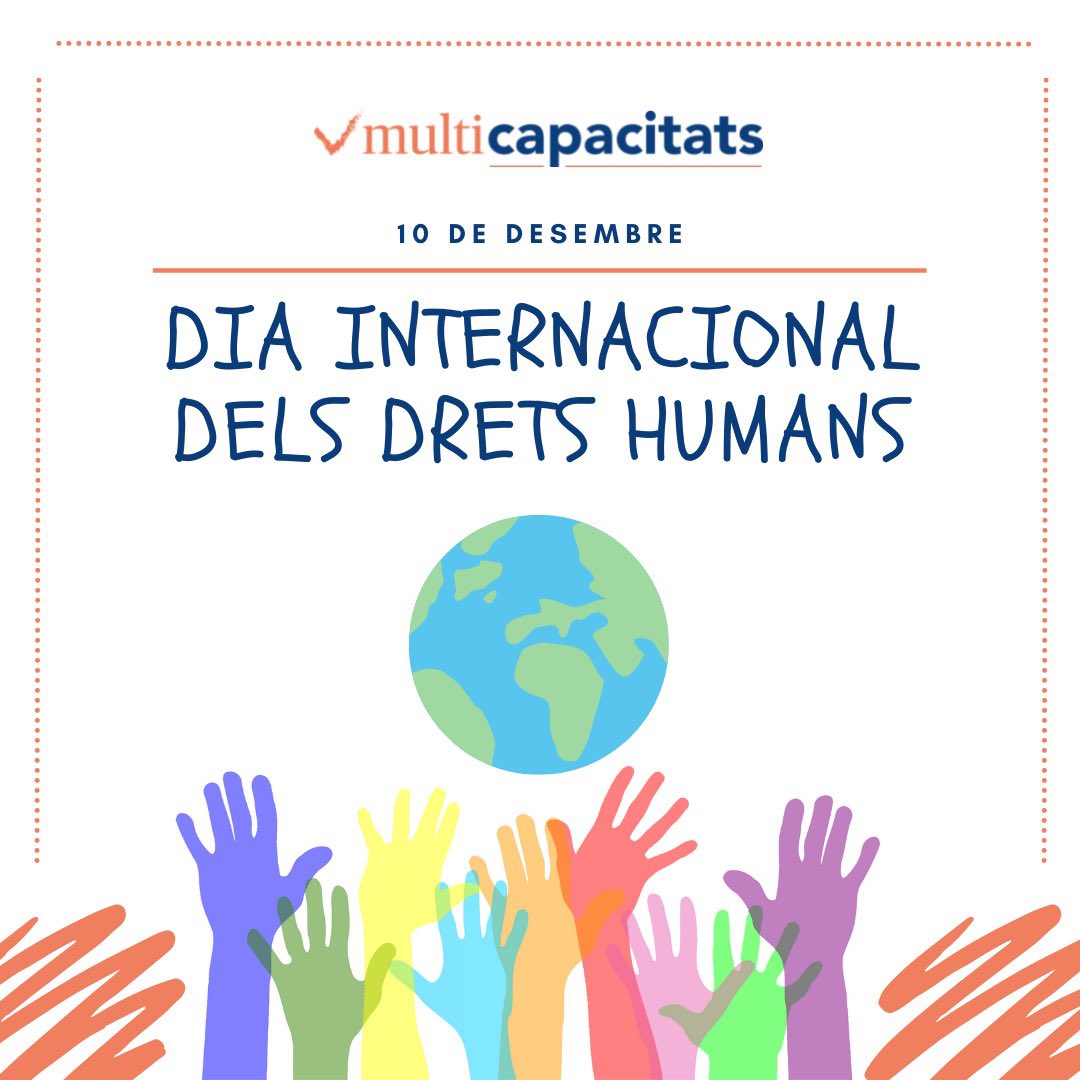 𝗠𝘂𝗹𝘁𝗶𝗰𝗮𝗽𝗮𝗰𝗶𝘁@𝘁𝘀‼️Avui és el 𝗗𝗶𝗮 𝗜𝗻𝘁𝗲𝗿𝗻𝗮𝗰𝗶𝗼𝗻𝗮𝗹 𝗱𝗲𝗹𝘀 #dretshumans 🇺🇳🌏 Perquè tots i totes naixem lliures per igual en dignitat i drets 🤗❤️
#DiaInternacionalDeLosDerechosHumanos #DiaInternacionalDelsDretsHumans #totssomigualdediferents