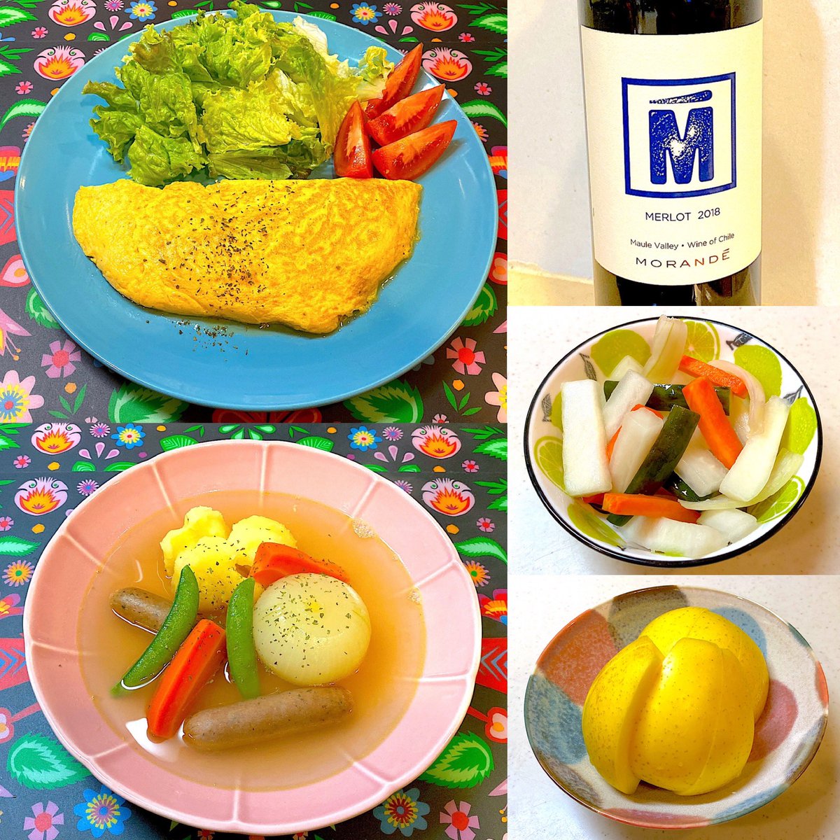 harucyai1's tweet photo. 丸ごと野菜のポトフ&オムレツ
たぁーんと食べなっせ🍴
🍷🍾MORANDE MERLOT2018
#おうちごはん
#丸ごと野菜のポトフ
#ツナチーズオムレツ
#自家製ピクルス #林檎
#morande #merlot2018 #chile
#Twitter家庭料理部 #晩酌 #家飲み
#Twitter晩酌部 #ツイッター晩酌部
#お腹ペコリン部 #とにかく呑み隊 https://t.co/8QrvXq3in0
