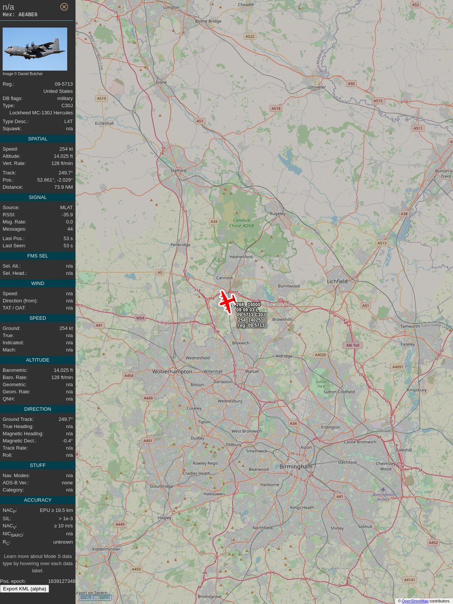 GetToTheChopp11's tweet photo. #PlaneAlert ICAO: #AE4BE6 Tail: #1392915 
Owner: #USAF
Aircraft: #Lockheed MC-130J Hercules
2021/12/10 09:09:08
#C30J #352ndSpecialOperationsWing #Covert https://t.co/0tlG6akvjB 
https://t.co/An8CWbEblO https://t.co/hRJYQdmqBk