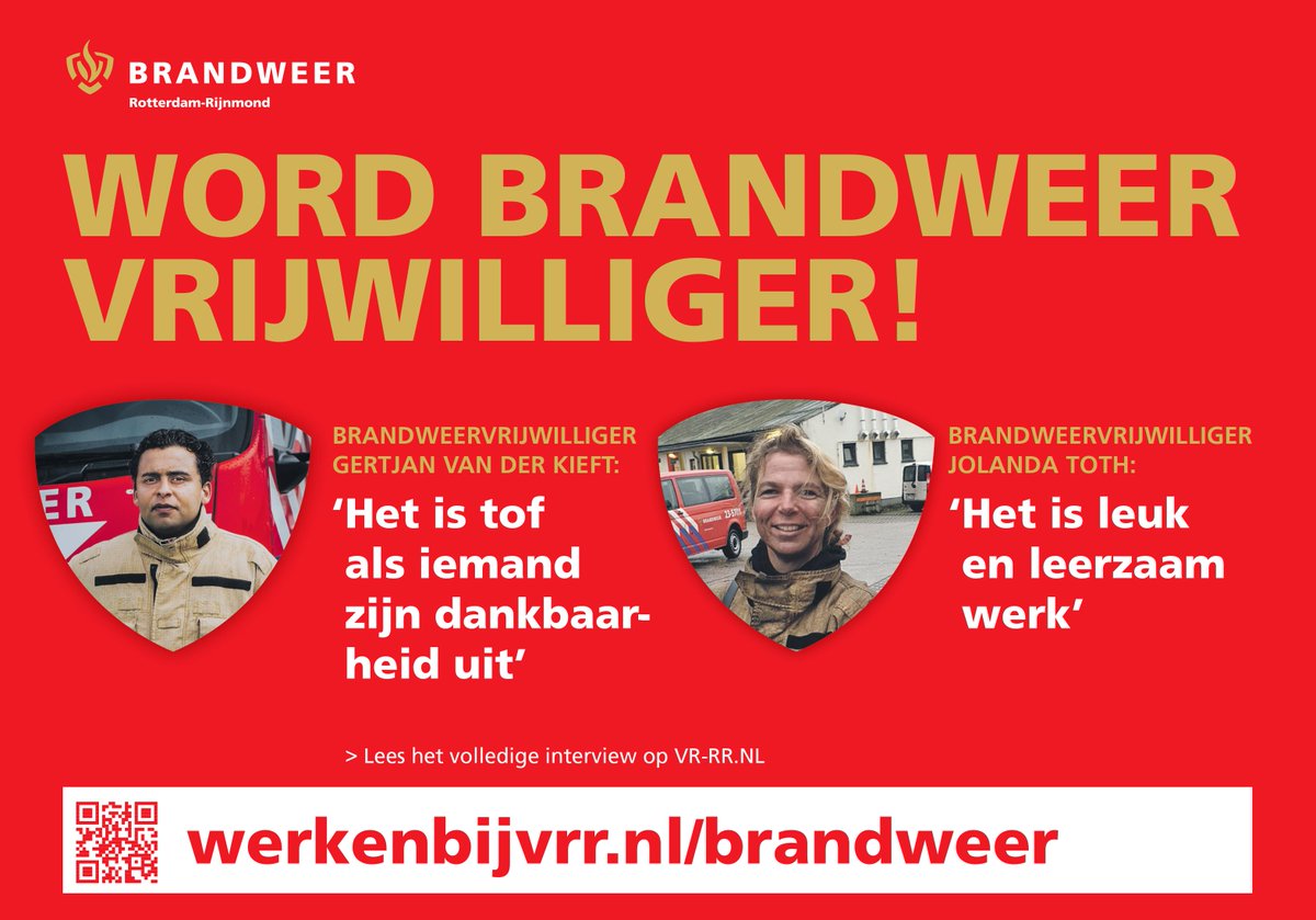 Vr_RR's tweet photo. In het AD stond afgelopen zaterdag een oproep voor brandweer vrijwilligers. Misschien heb je een interview met een vrijwilliger voorbij zien komen op onze socials. Benieuwd naar de volledige interviews? Bezoek onze website.

Brandweer vrijwilliger worden? https://t.co/KhKwcbo3L5 https://t.co/bl771FZGTk