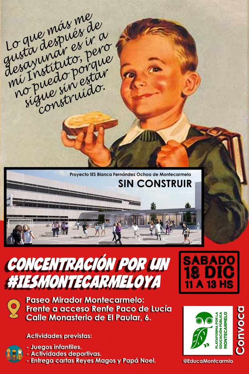 Montecarmelo necesita un instituto ya!