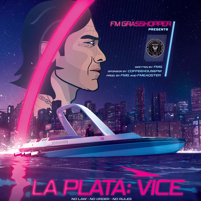 FM_Grasshopper's tweet photo. Carlos Valderrama has made it to Miami, but how did he get there? 🚤

"La Plata: Vice" begins...