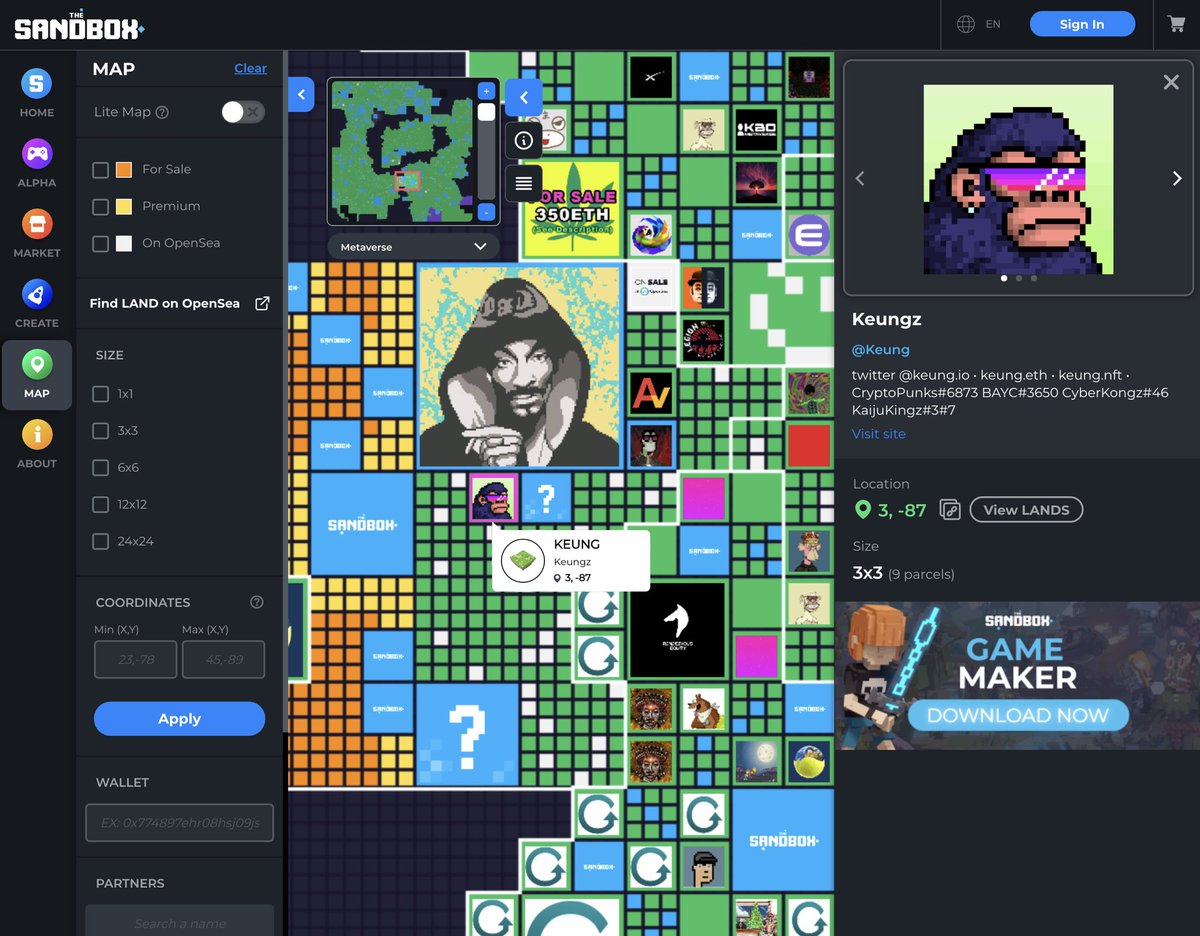 I got my land Now🦍🍌
Thanks <a href="/TheSandboxGame/">The Sandbox</a> 

knock, knock! <a href="/SnoopDogg/">Snoop Dogg</a> <a href="/CozomoMedici/">Cozomo de’ Medici</a> <a href="/NipseyHussle/">THA GREAT</a> May I come in? 🍷🍌

#Sandbox #Metaverses #SnoopDogg #party
