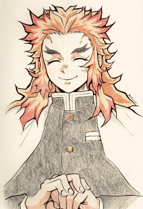 トモリ@取引垢さんがTwitterに投稿した煉獄杏寿郎(鬼滅の刃)のイラスト。
