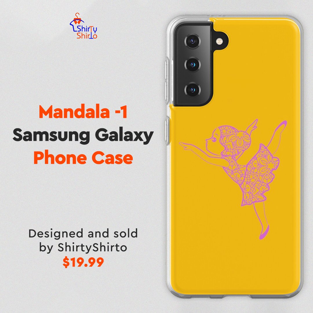 ShirtyShirto's tweet photo. Cute Ballerina Out of Mandala -1 Samsung Galaxy Phone Case. Durable flexible case that grips around the edges of your phone. Shock absorbent TPU case with anti-fingerprint finish. 💯

#shirtyshirto #tshirtprinting #samsungphonecase #phonecase #samsunggalaxys21 https://t.co/M3PUpKTuCh