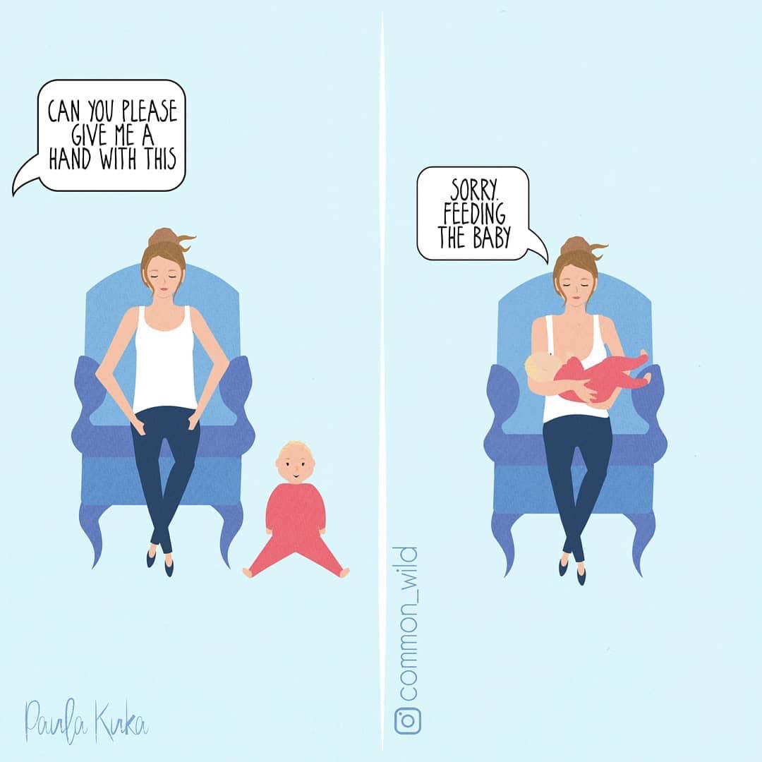 besideyoumedway's tweet photo. When breastfeeding is too convenient. Who else has used breastfeeding as the perfect excuse? 🤚😆
#Justforfun
Image credit: Paula Kuka, Common Wild
#perfectexcuse #breastfeedinghumor https://t.co/iILxnJCvuZ