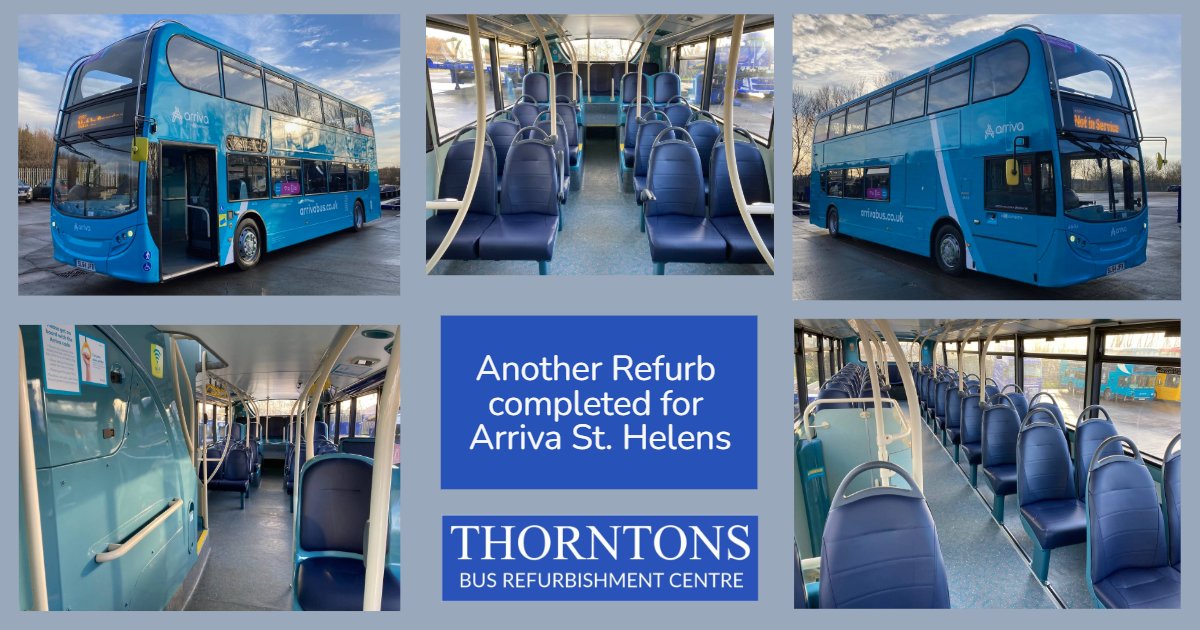 ThorntonsBus's tweet photo. Another #AlexanderDennis #enviro400 #refurbished and #repainted for Arriva St Helens!
@ThorntonsBus @arrivanorthwest https://t.co/8RuzK8dP2t