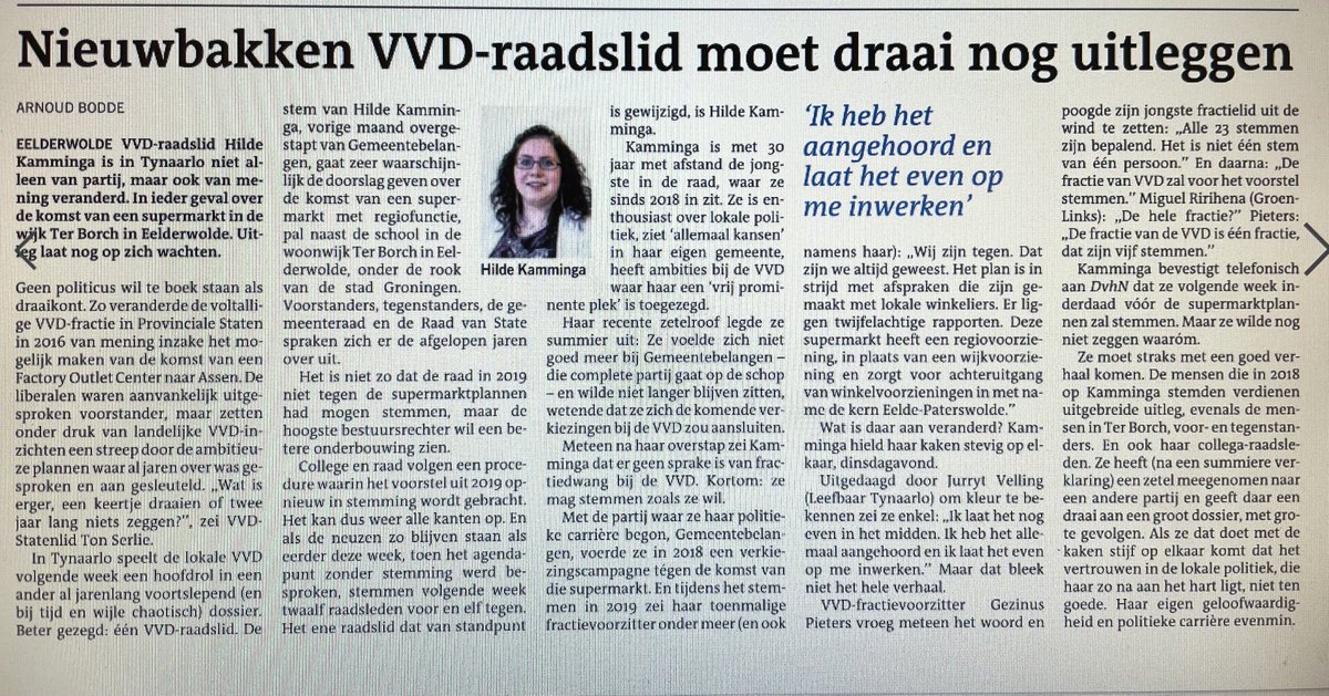 John_Franke's tweet photo. #geloofwaardigheid ⁦@VVDTynaarlo⁩ steeds meer in het geding. Eerst ⁦@gezinuspieters⁩ die grote locatie in #eelde koopt en nu ⁦@Hilde_Kamminga⁩ die miljoenendraai dreigt te maken in #terborgh duidelijk staaltje  #kiezersbedrog als ze durft door te pakken. https://t.co/gERpHqKLA1