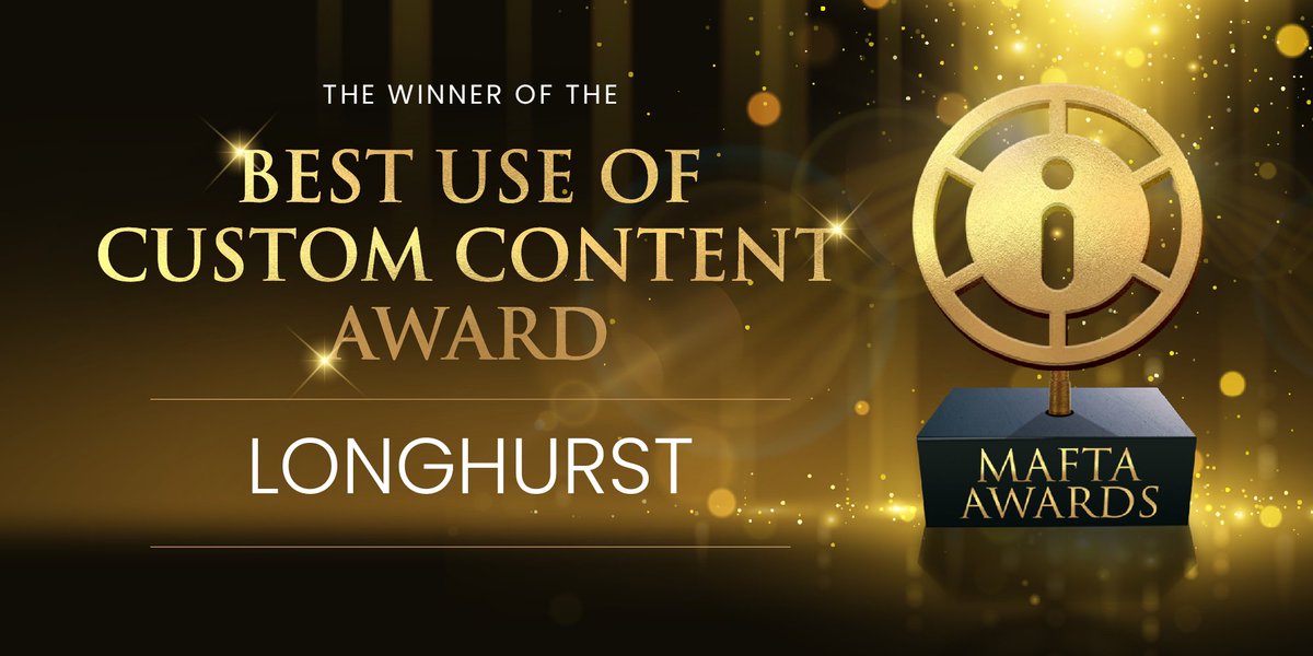 moneyinfotech's tweet photo. Congratulations to @Chris_Broome and his team at @LifeAtLonghurst, winner of the 'Best use of Custom Content' award in the @moneyinfotech #MAFTA Awards. Your award &amp; fizz will be going in the post ASAP! https://t.co/3hRMvHsCvN