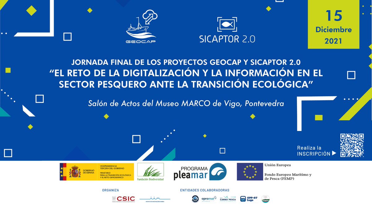 IIM_CSIC's tweet photo. 🌊Los proyectos #PLEAMAR (@FBiodiversidad #FEMP) del IIM llegan a su fin. Para compartir sus resultados, para la semana tendremos 2 seminarios:  

15.12 | 09.30h |🌍 @ProyectoGEOCAP y @sicaptor
16.12 | 11h | 🔊 #iGENTAC (@FisheriesIIM) https://t.co/vwjHGgtqeT