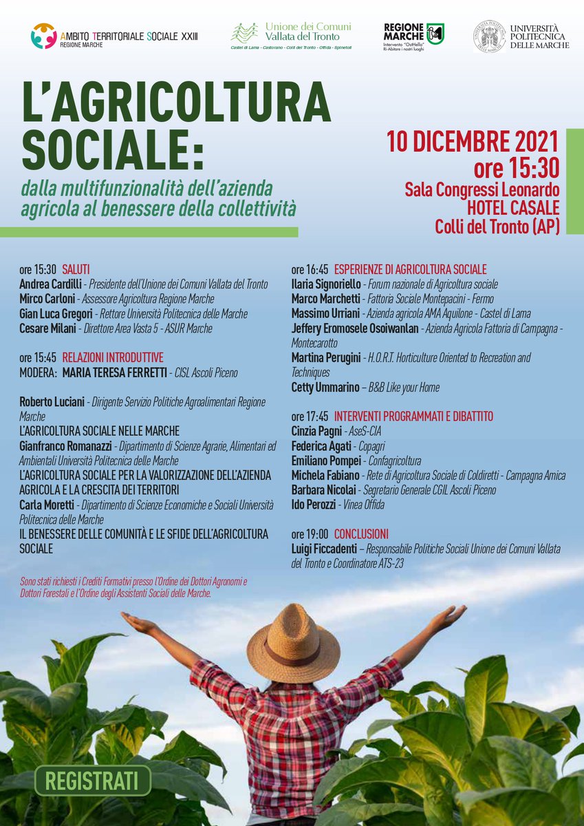 Copagri's tweet photo. "L'#AgricolturaSociale: dalla #multifunzionalità dell’azienda agricola al benessere della #collettività" è il tema al centro di un partecipato convegno che si tiene oggi, dalle 15.30 a Colli del Tronto (AP); per la #Copagri interviene Federica #Agati. https://t.co/qMBSF5DdIa