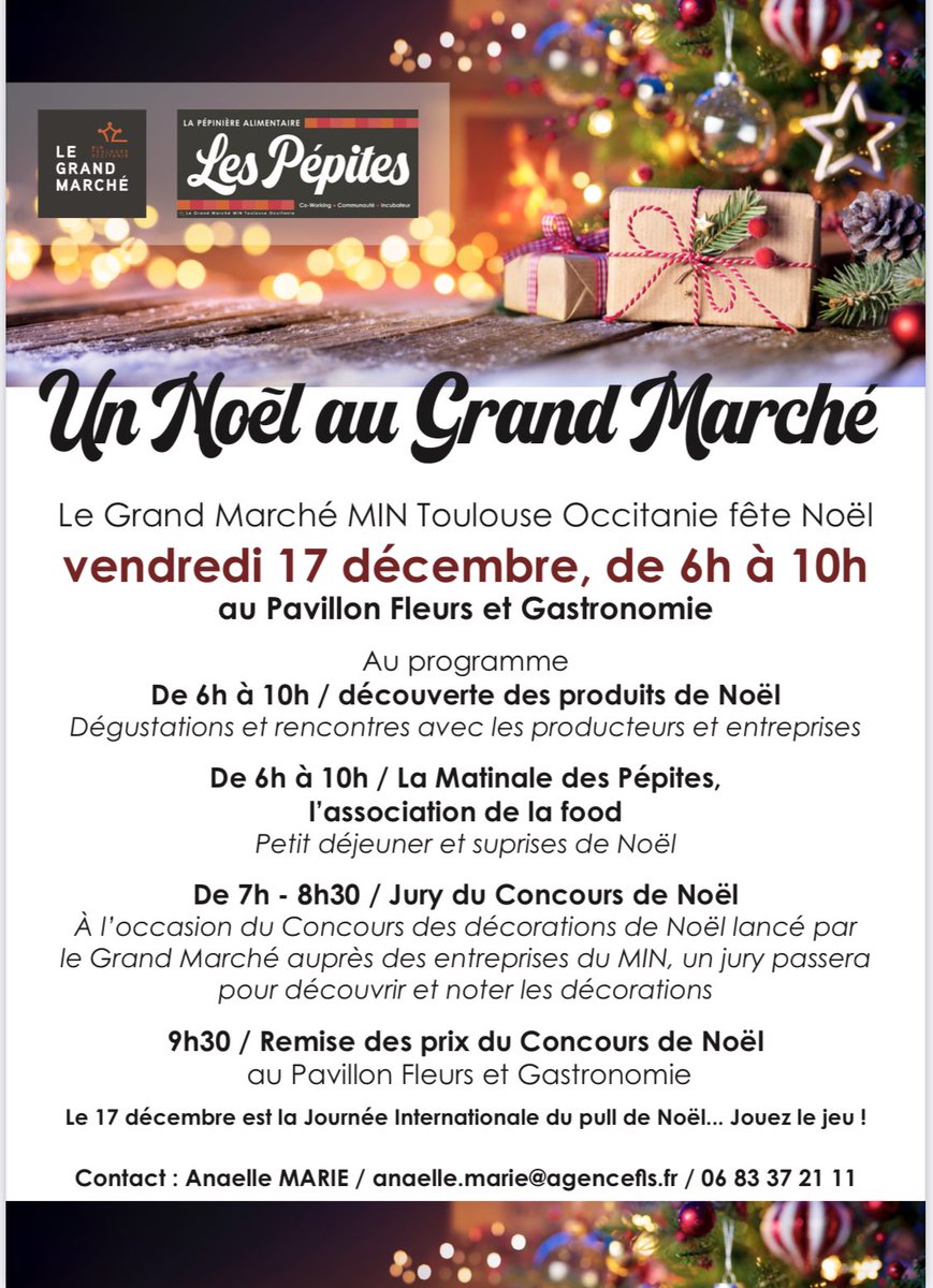 Noël au @MinToulouse 🥰❄️🎄 <a href="/mams_cook/">Mamscook</a> <a href="/JJBolzan/">JJBOLZAN</a> <a href="/agencevache/">Anaelle MARIE</a> <a href="/jeanjean_fabien/">Fabien Jeanjean</a> <a href="/crieesoccitanes/">Les Criées Occitanes</a> <a href="/CamilleBaggio/">Camille Baggio</a> <a href="/LCDH_31/">Le Cours Des Halles</a> <a href="/IfriaOccitanie/">CFA de l'Agro | IFRIA Occitanie</a> <a href="/RenaudDistrib/">Renaud Distribution</a> <a href="/sasguivarch/">GUIVARC'H SAS</a> <a href="/thomasfantini/">Fantini Thomas</a> <a href="/PergolaRestos/">Pergola Restos</a> <a href="/blampinfruits/">Blampin Fruits</a> <a href="/p_bangi/">Pierre Bangi</a> <a href="/SublimAromes/">Sublim'Arômes</a> <a href="/SOLAALOccitanie/">SOLAAL Occitanie</a>
