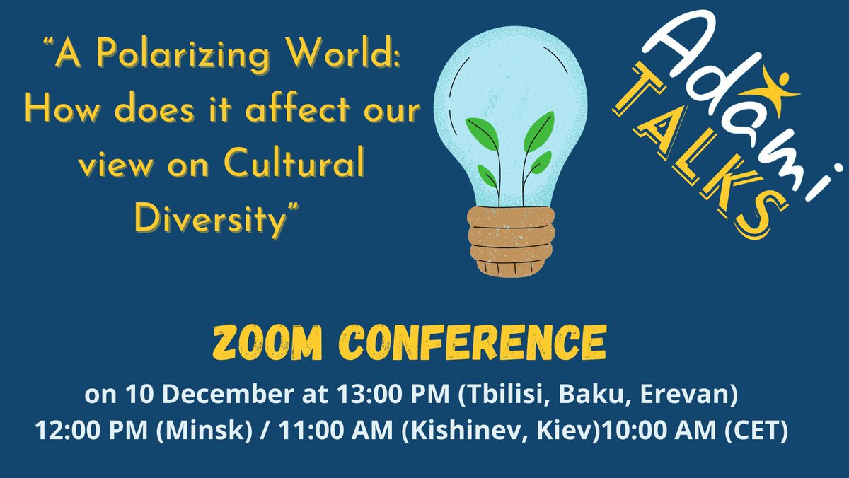 AdamiMediaPrize's tweet photo. Join Us now on Zoom Meeting:

 “A Polarizing World: How does it affect our view on Cultural Diversity” - ADAMI TALKS 2021 - an international student symposium with the participation of famous experts and journalists.

https://t.co/KTG3XMqGhM https://t.co/pJRzAsJDZi