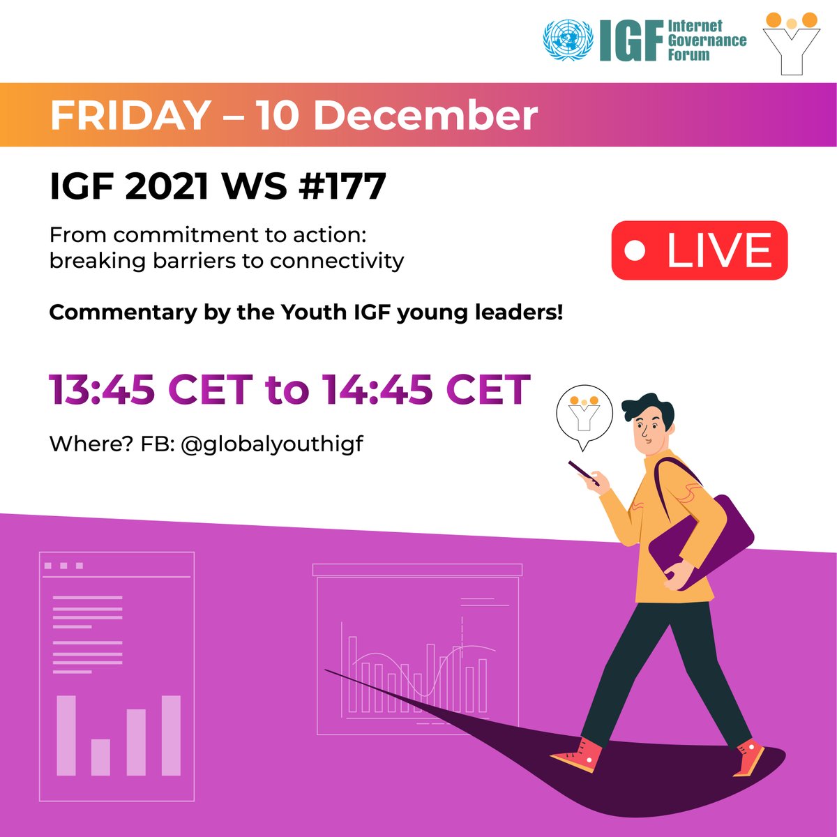 globalyouthigf's tweet image. The Young Youth IGF leaders will comment on @intgovforum WS #177 at 13:45 CET on main barriers to connectivity: low incomes and affordability. Check what will be happening today. 

facebook.com/globalyouthigf…

#APlusForInnovation  #YouthigfActs
#IGF2021
@PCI_Initiative @swiss_un
