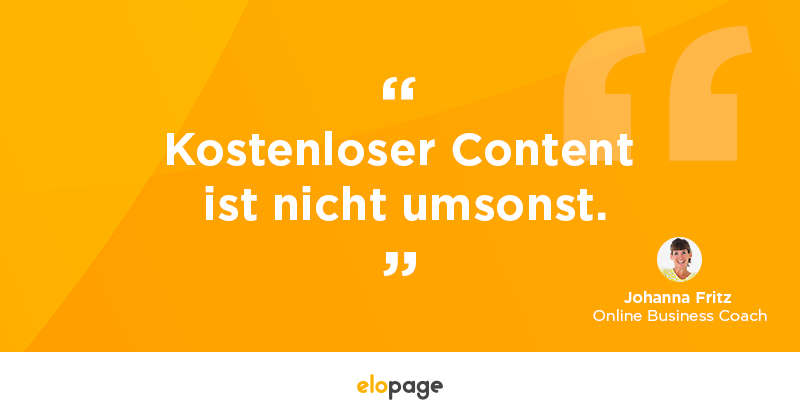 E-Books, #Onlinekurse und Co. können – kostenlos angeboten – ein echter #Lead Magnet sein. Johanna
Fritz zeigt dir, warum kostenloser Content ein echtes Investment für dein #Business ist.

Mehr Info zum kostenlosen #Webinar:
elopage.com/webinarmitjoha…