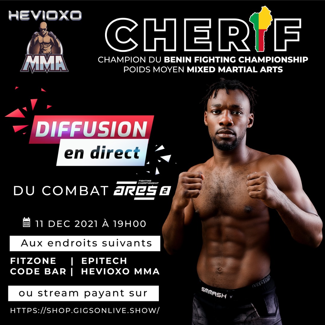 McRoRoTommy's tweet image. 📍Objectif : Encourager notre champion national🇧🇯 de #MMA

Ce samedi  11 Décembre à partir de 19h, retrouvez en diffusion le combat de #ChérifDRAME  à quatre endroits différents à #Cotonou ( voir visuel)

Les produits de la @SobebraBJ
seront là pkoi pas vous 😉😅

#TT229 #wasexo