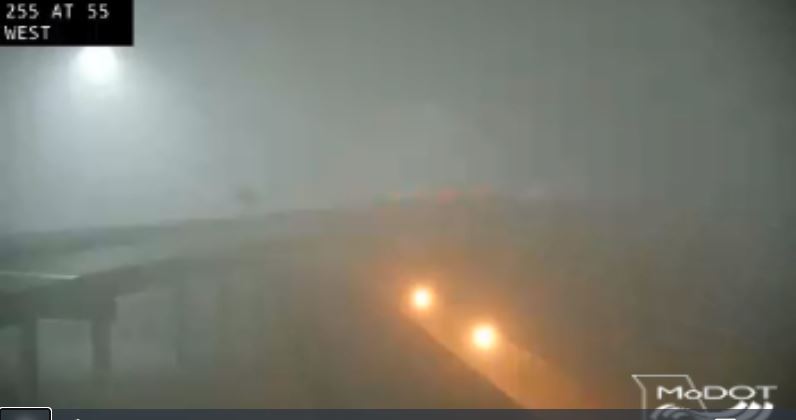 RealMonicaAdams's tweet photo. Holy Fog Batman!  It is a VERY foggy drive this morning and we are already dealing with one issue on 255 to US 67 SB, the exit is closed 255 EB to Lemay Ferry @ksdknews #sltraffic @WthrmnSlaughter https://t.co/DVOE93jx29