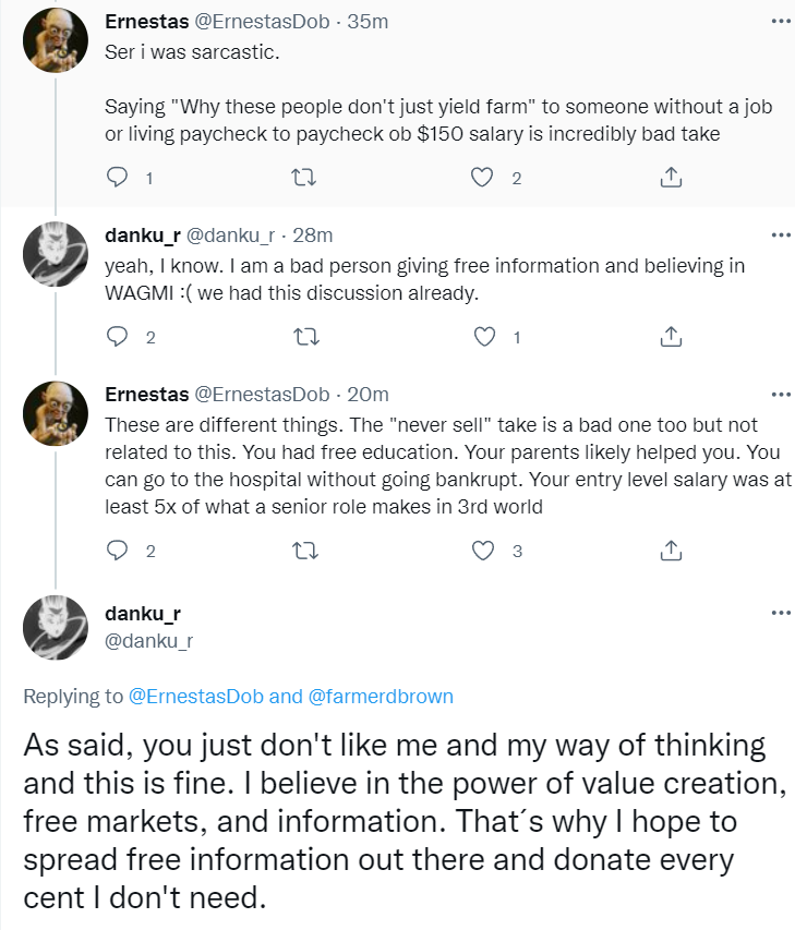 ErnestasCrypto's tweet photo. @MFHAN_W Dude can't say "My bad, I didn't actually watch the video, I come from privileged position in life and my take here didn't take into account the vastly different experiences other people have in 3rd world countries". https://t.co/Q5MUEozc5C