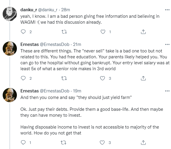 ErnestasCrypto's tweet photo. @MFHAN_W Dude can't say "My bad, I didn't actually watch the video, I come from privileged position in life and my take here didn't take into account the vastly different experiences other people have in 3rd world countries". https://t.co/Q5MUEozc5C