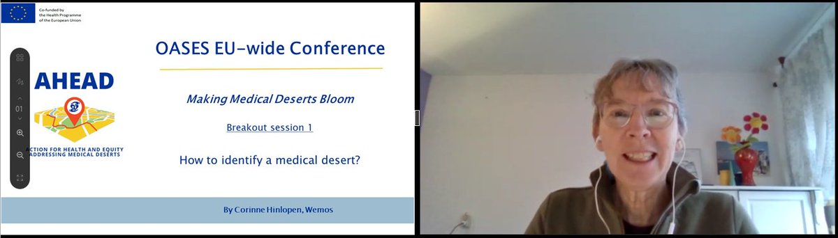 INHWE_Network's tweet photo. We're listening to the @AHEAD_EUProject manager Corinne Hinlopen @CorinneHinlopen and @oases_project partner Marius Ungureanu @m_i_ungureanu on "How to identify medical deserts" moderated by Eszter Kovacs @EszterKovacsHWF ➡️ https://t.co/RftmstkKvj #OASES_Project #OASESProject https://t.co/yeSzWI94KA
