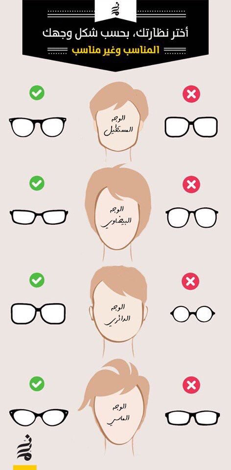 Bok190G's tweet photo. نظارتك حسب شكل وجهك https://t.co/I3EuMpZ8v8