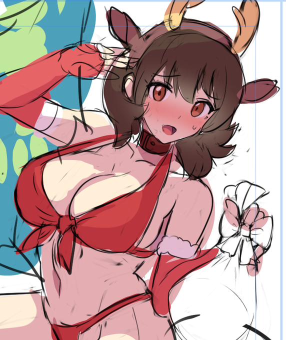 カラーラフから作業再開。キャラを詰める前に背景も描いてイメージを固めていく。 