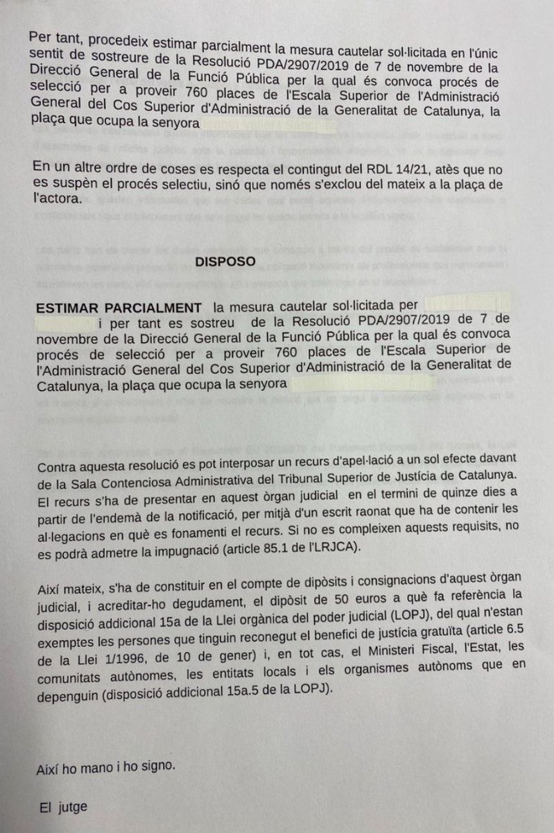 GMi15f's tweet photo. 🛑@montero @Eselkaos @PilarVallugera @mllcastellanos @sanchezcastejon Contencioso 17 BCN estima cautelares y excluye su plaza en proceso selección q empieza mañana
⛔Procesos selectivos resultado incierto NO son sanción
#NoIcetazo @LourdesArastey https://t.co/4rdXSXBrNn