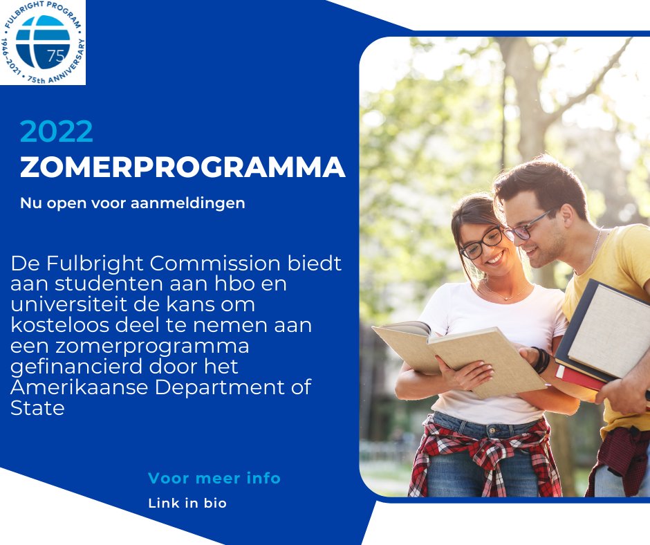 De aanmelding voor het zomerprogramma van Fulbright staat weer open. Maak kennis met het studeren op een Amerikaanse campus, ontwikkel leiderschapskwaliteiten en vergroot je maatschappelijke betrokkenheid. De voorwaarden lees je hier ow.ly/uRWG50H7Nwl
