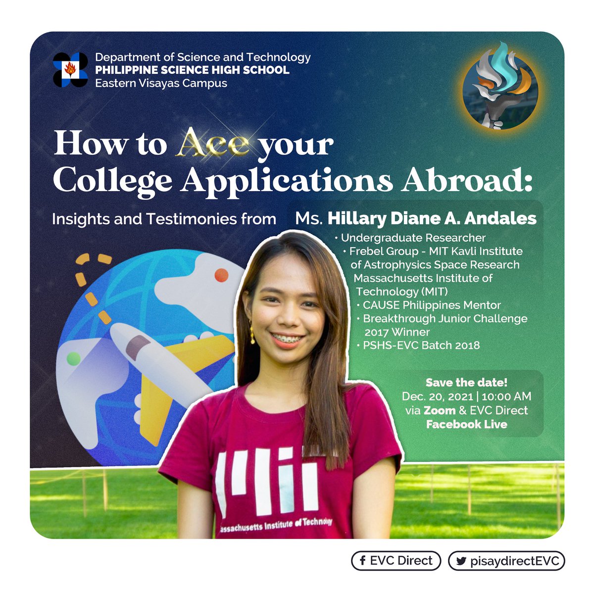 pisaydirectEVC's tweet photo. Are you applying for colleges abroad 🌎 but you have no idea where to start? 👇🏼 PSHS-EVC would like to present…
How to Ace your College Applications Abroad: Insights and Testimonies from Ms. Hillary Diane A. Andales 💫
#EVCDirect
#HillaryAndalACE https://t.co/NNFBB2U9Bc