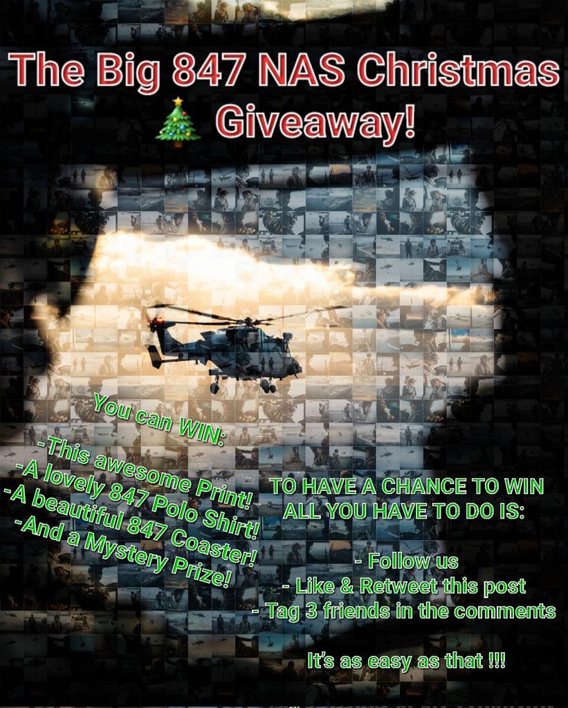 847 Naval Air Squadron (@847nas) on Twitter photo The BIG <a href="/847NAS/">847 Naval Air Squadron</a> Christmas 🎄 Giveaway!
Grab your chance at being a part of the first EVER <a href="/847NAS/">847 Naval Air Squadron</a> giveaway! See the poster below for the easy steps.
The lucky winner will be drawn on the 28th of the month & DM'd with the wonderful news 🥳. T & C's are available on request. The BIG <a href="/847NAS/">847 Naval Air Squadron</a> Christmas 🎄 Giveaway!
Grab your chance at being a part of the first EVER <a href="/847NAS/">847 Naval Air Squadron</a> giveaway! See the poster below for the easy steps.
The lucky winner will be drawn on the 28th of the month & DM'd with the wonderful news 🥳. T & C's are available on request.