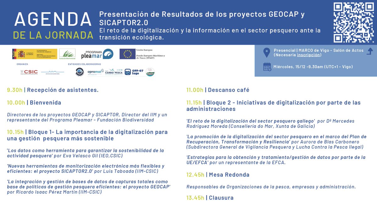 CSICGalicia's tweet photo. ⏳El tiempo pasa rápido. Hace un año, os contábamos que @IIM_CSIC iniciaba tres proyectos -@ProyectoGEOCAP, @sicaptor #iGENTAC- financiados por @FBiodiversidad. La próxima semana, se darán a conocer sus resultados en las siguientes jornadas 👇 https://t.co/orCxm3I1ki